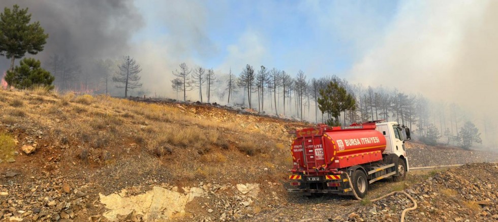 Orhaneli ilçesi Yakuplar'da çıkan yangına müdahale ediliyor